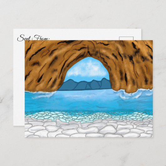 Ocean Waves und Canyon Zeichnend Friedlich Day Car Postkarte (Vorne/Hinten)