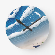 Ocean Waves Wall Clock 🌊 Coastal Blue Aesthetic