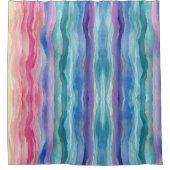 Ocean Waves Wasserfarbe Regenbogen Inspiriert Stre Duschvorhang (Vorderseite)
