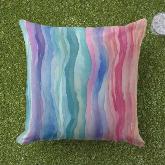 Ocean Waves Wasserfarbe Regenbogen Inspiriert Stre Kissen (Gras)
