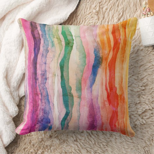 Ocean Waves Wasserfarbe Regenbogen Inspiriert Stre Kissen (Decke)