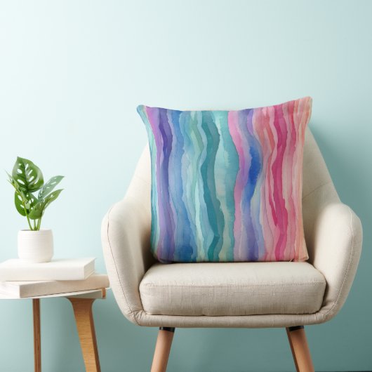 Ocean Waves Wasserfarbe Regenbogen Inspiriert Stre Kissen (Stuhl )