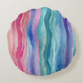 Ocean Waves Wasserfarbe Regenbogen Inspiriert Stre Rundes Kissen (Rückseite)