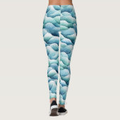 Ocean Waves Wasserfarbe Türkisfarbene Muster Leggi Leggings (Rückseite)