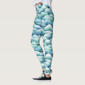 Ocean Waves Wasserfarbe Türkisfarbene Muster Leggi Leggings (Links)