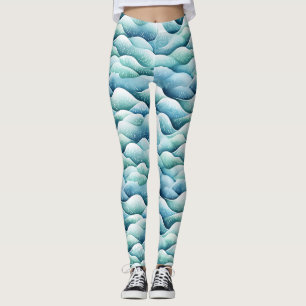 Ocean Waves Wasserfarbe Türkisfarbene Muster Leggi Leggings
