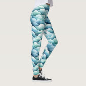 Ocean Waves Wasserfarbe Türkisfarbene Muster Leggi Leggings (Rechts)