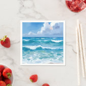 Ocean Waves Watercolor Beach Coastal Wedding Serviette (Beispiel)