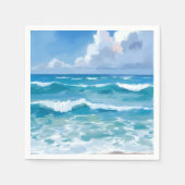 Ocean Waves Watercolor Beach Coastal Wedding Serviette (Vorderseite)