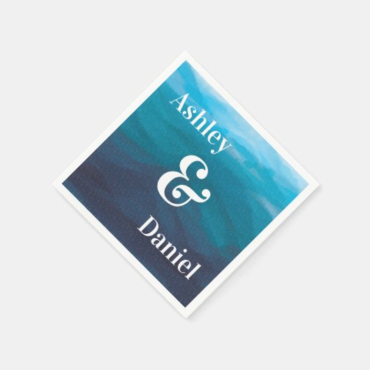 Ocean Waves Wedding Napkins, Personalisiert Serviette (Ecke)