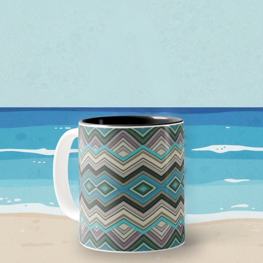 Ocean Waves Zig Zags & Stripes Zweifarbige Tasse