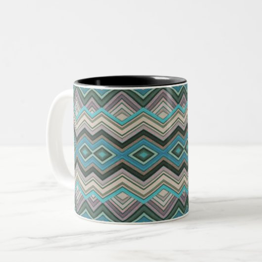 Ocean Waves Zig Zags & Stripes Zweifarbige Tasse (Vorderseite Links)