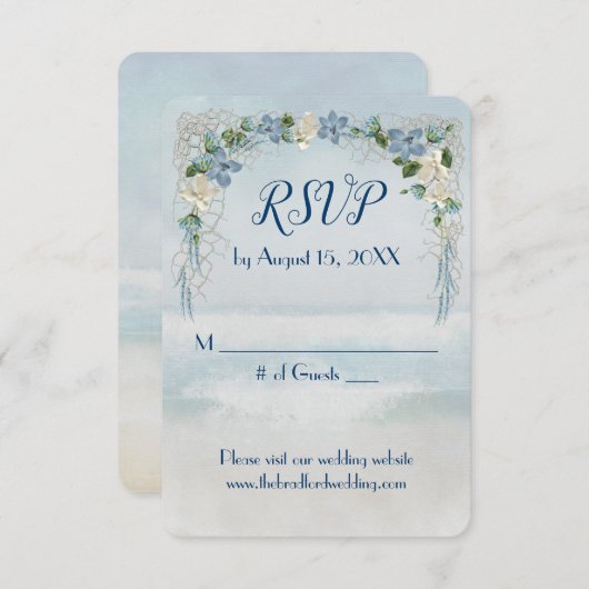 Ocean Wedding Blume Arch UAWG Einladung (Vorne/Hinten)