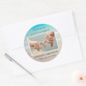 Ocean Wedding Foto Danke Ihnen für Labels Runder Aufkleber (Umschlag)