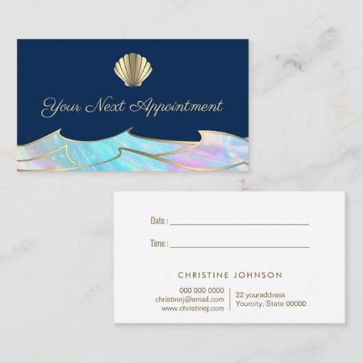 Ocean Wellen Seashell Logo-Terminkarte Visitenkarte (Vorne/Hinten)