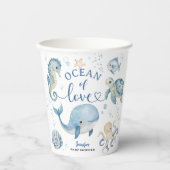 Ocean Whale Baby Shower Boy Blue Pappbecher (Vorderseite)