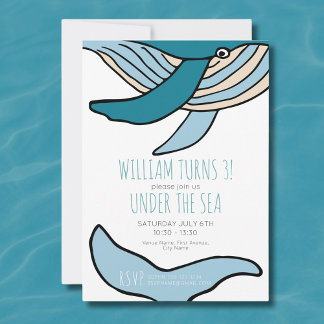 Ocean Whale Boys Geburtstagsparty Einladung