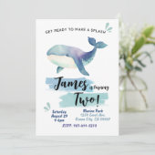 Ocean Whale Geburtstag Einladung Blue Marine Splas (Stehend Vorderseite)