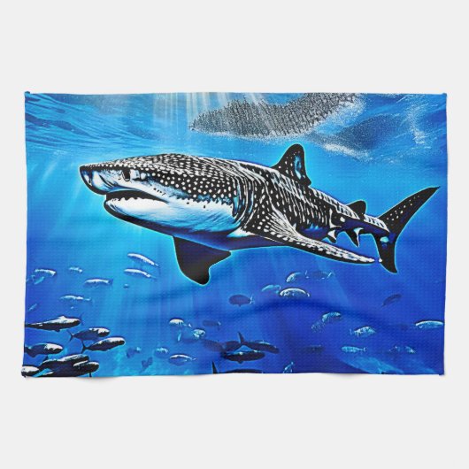Ocean Whale Shark Riesenschwimmen Geschirrtuch (Horizontal)