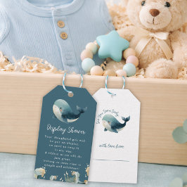 Ocean Whale Turquoise Display Baby Shower Geschenkanhänger