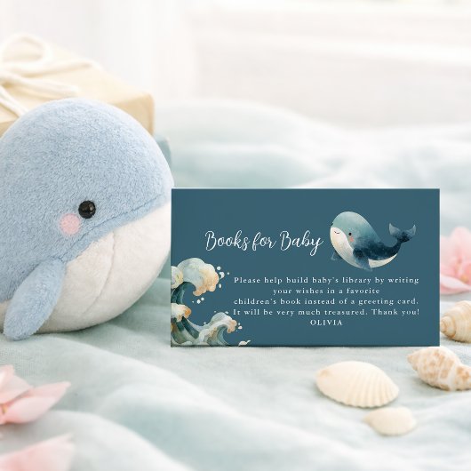 Ocean Whale Waves Turquoise Books for Baby Shower Begleitkarte