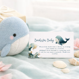 Ocean Whale Waves White Books for Baby Shower Begleitkarte