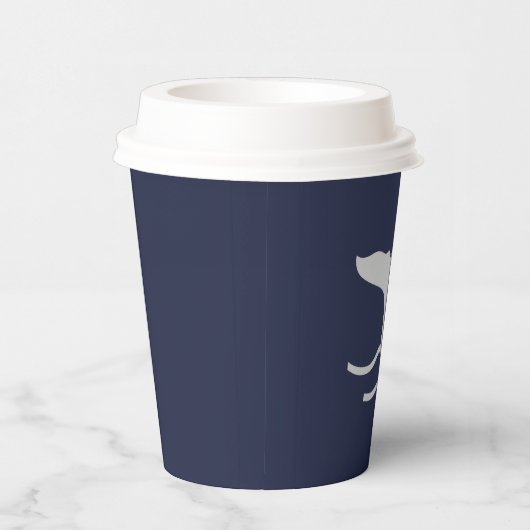 Ocean Whales Schwanz Kontur Navy und Grau Party Pappbecher (Rechts)