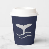 Ocean Whales Schwanz Kontur Navy und Grau Party Pappbecher (Vorderseite)