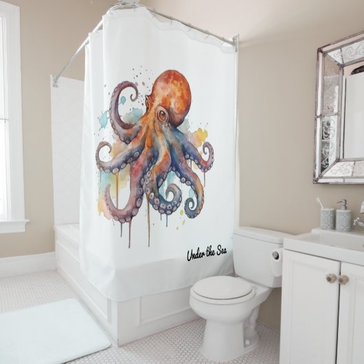 Ocean Whimsy: farbiger Oktopus Duschvorhang (Beispiel)