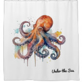 Ocean Whimsy: farbiger Oktopus Duschvorhang (Vorderseite)