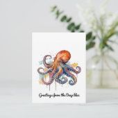 Ocean Whimsy: farbiger Oktopus Feiertagspostkarte (Stehend Vorderseite)
