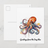 Ocean Whimsy: farbiger Oktopus Feiertagspostkarte (Vorne/Hinten)