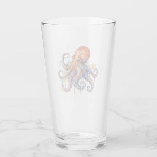 Ocean Whimsy: farbiger Oktopus Glas (Rückseite)