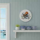 Ocean Whimsy: farbiger Oktopus Große Wanduhr