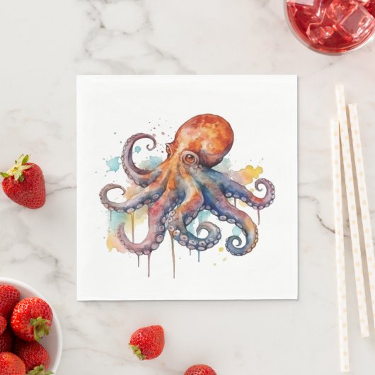 Ocean Whimsy: farbiger Oktopus Serviette (Beispiel)