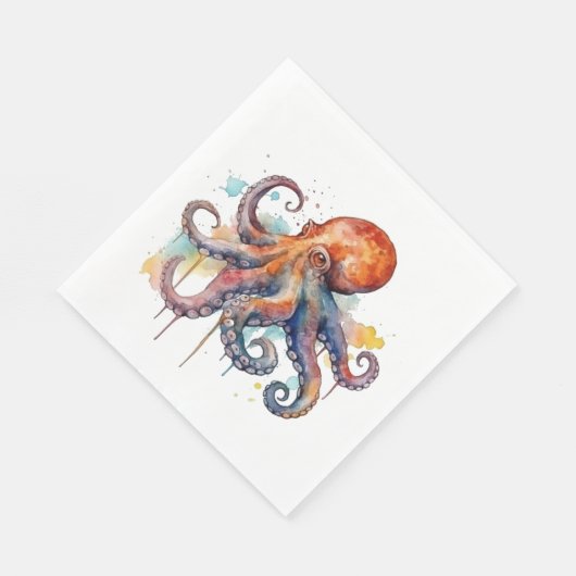 Ocean Whimsy: farbiger Oktopus Serviette (Ecke)