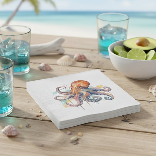 Ocean Whimsy: farbiger Oktopus Serviette