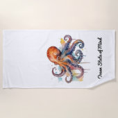 Ocean Whimsy: farbiger Oktopus Strandtuch (Vorderseite)