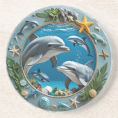 Ocean Whirl Round Sandstone Getränkeuntersetzer (Vorne)