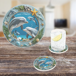 Ocean Whirl Round Sandstone Getränkeuntersetzer