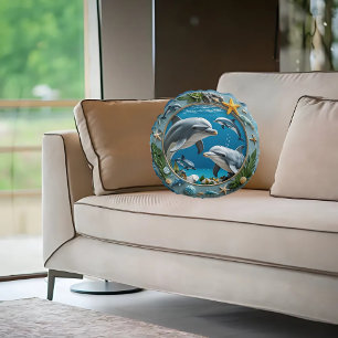 Ocean Whirl Round Sandstone Rundes Kissen