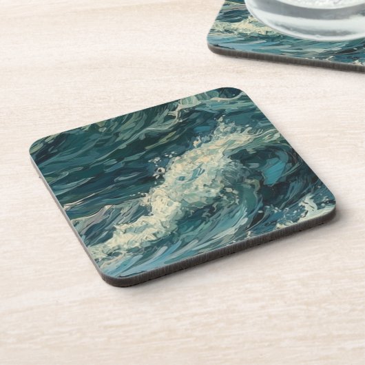 Ocean Whitecaps Malerei Getränkeuntersetzer (Linke Seite)