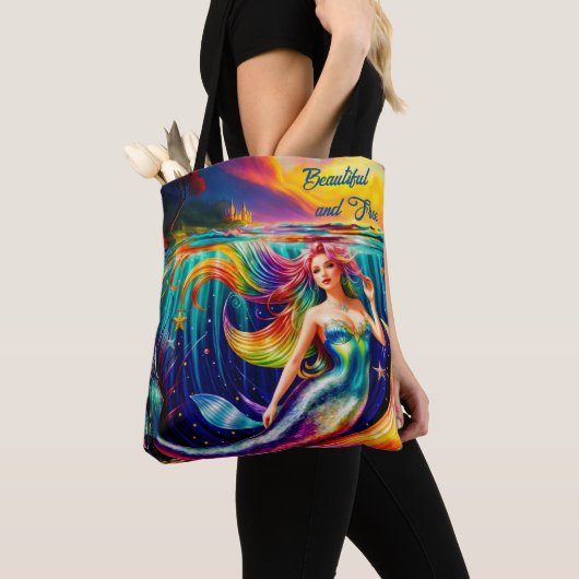 Ocean Women Fish Meerjungfrau Schwanz Schöne Kunst Tasche (Von Nahem)
