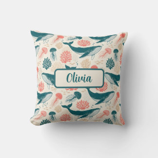 Ocean Wonders Whale Jellyfish Coral Kissen