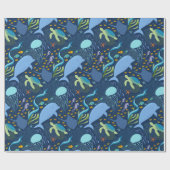 Ocean World Aquatic Sea Beach Pattern Gift Wrap Geschenkpapier (Flach)