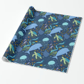 Ocean World Aquatic Sea Beach Pattern Gift Wrap Geschenkpapier (Ungerollt)