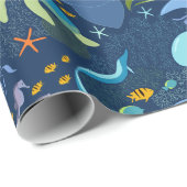 Ocean World Aquatic Sea Beach Pattern Gift Wrap Geschenkpapier (Rolleneckpunkt)