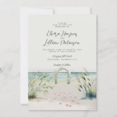 Oceanfront Romance Watercolor Boho Wedding Einladu Einladung (Vorderseite)