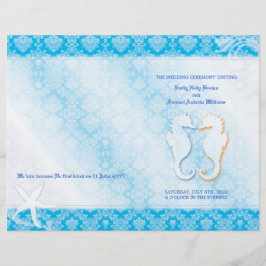 Oceanfront Seepferd Blue Wedding Bi Fold Program