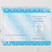 Oceanfront Seepferd Blue Wedding Bi Fold Program (Vorne/Hinten)